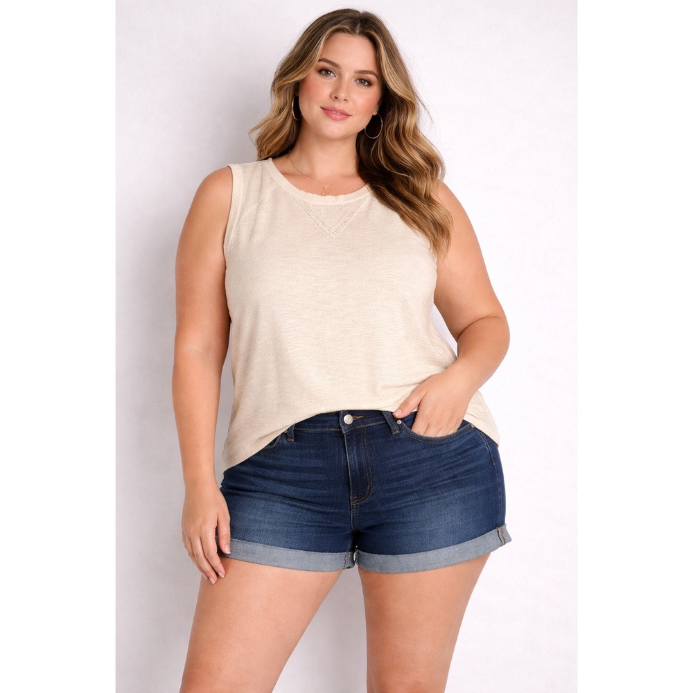 Universal Thread XXL Cream Yellow Sleeveless‎ Textured Sweatshirt Muscle Tee New